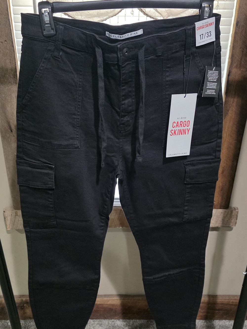 Celebrity Pink Black Skinny Cargo Jeans
